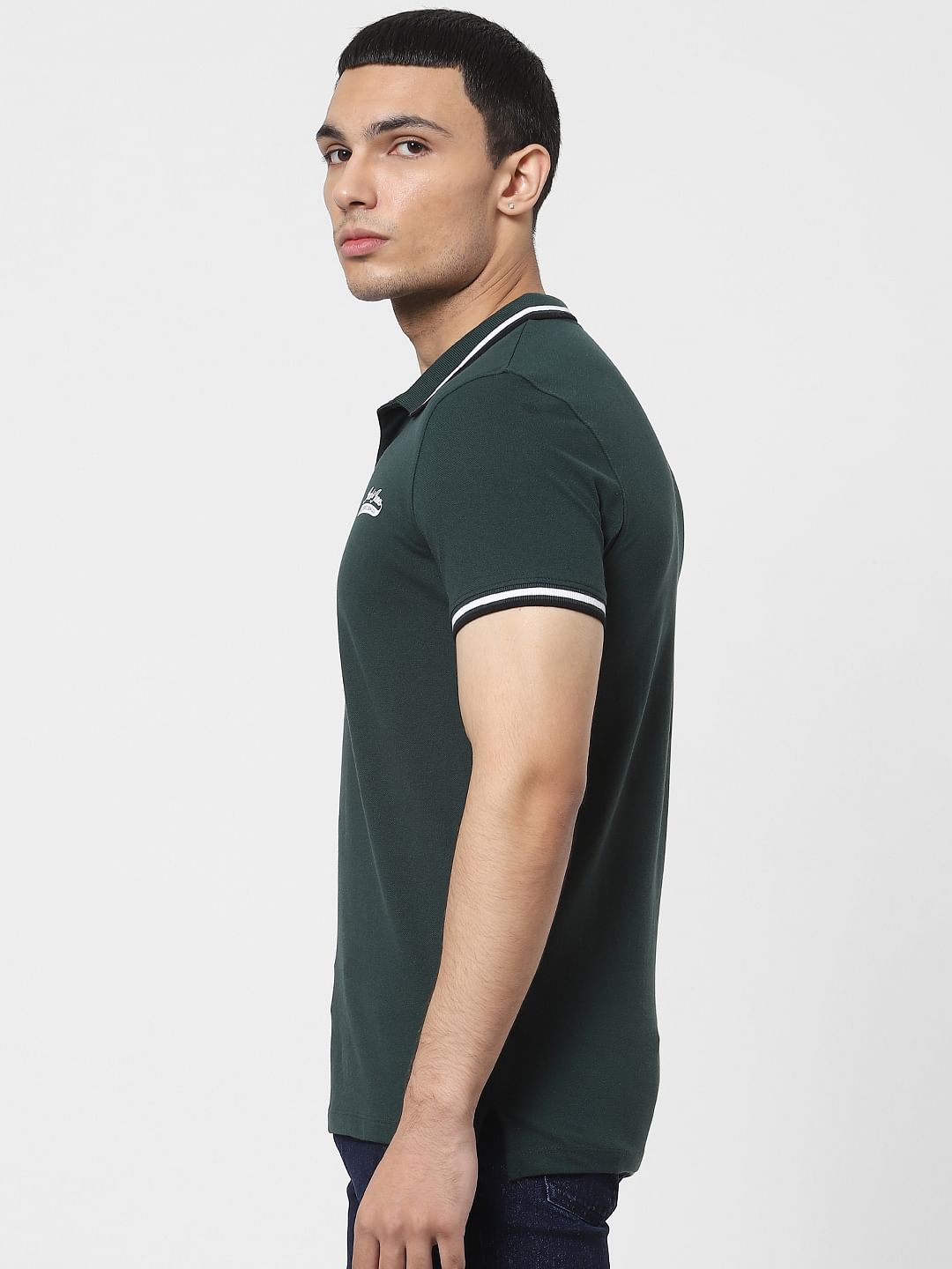 Green Contrast Tipping Polo T-shirt