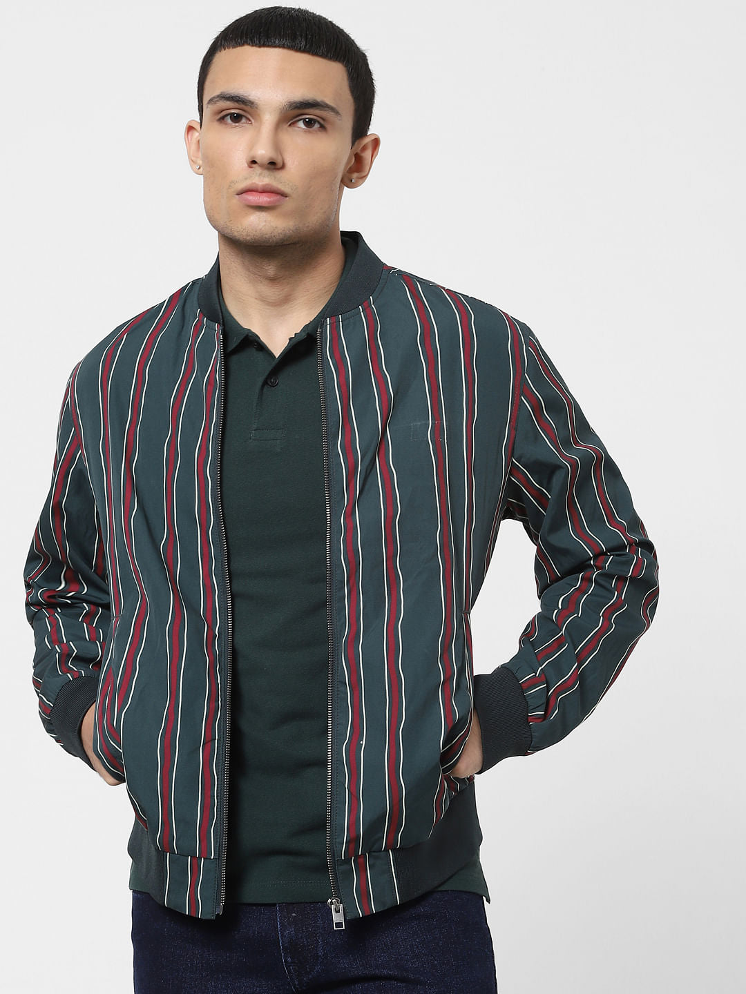 Green Contrast Tipping Polo T-shirt