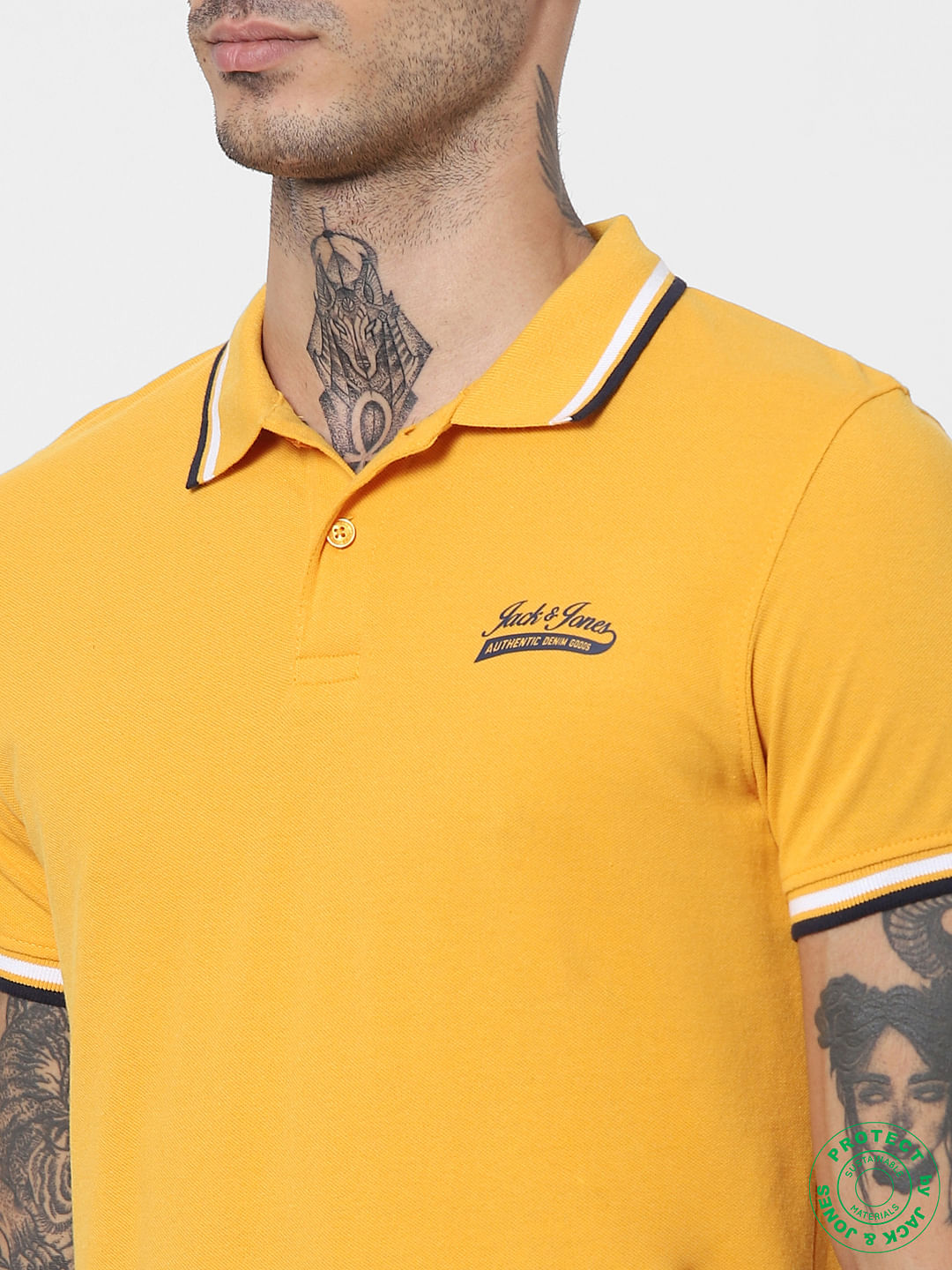 Yellow Contrast Tipping Polo T-shirt