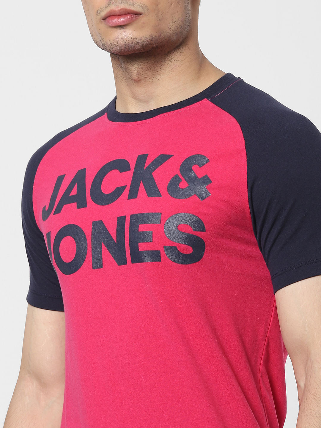 Pink Logo Print Crew Neck T-shirt