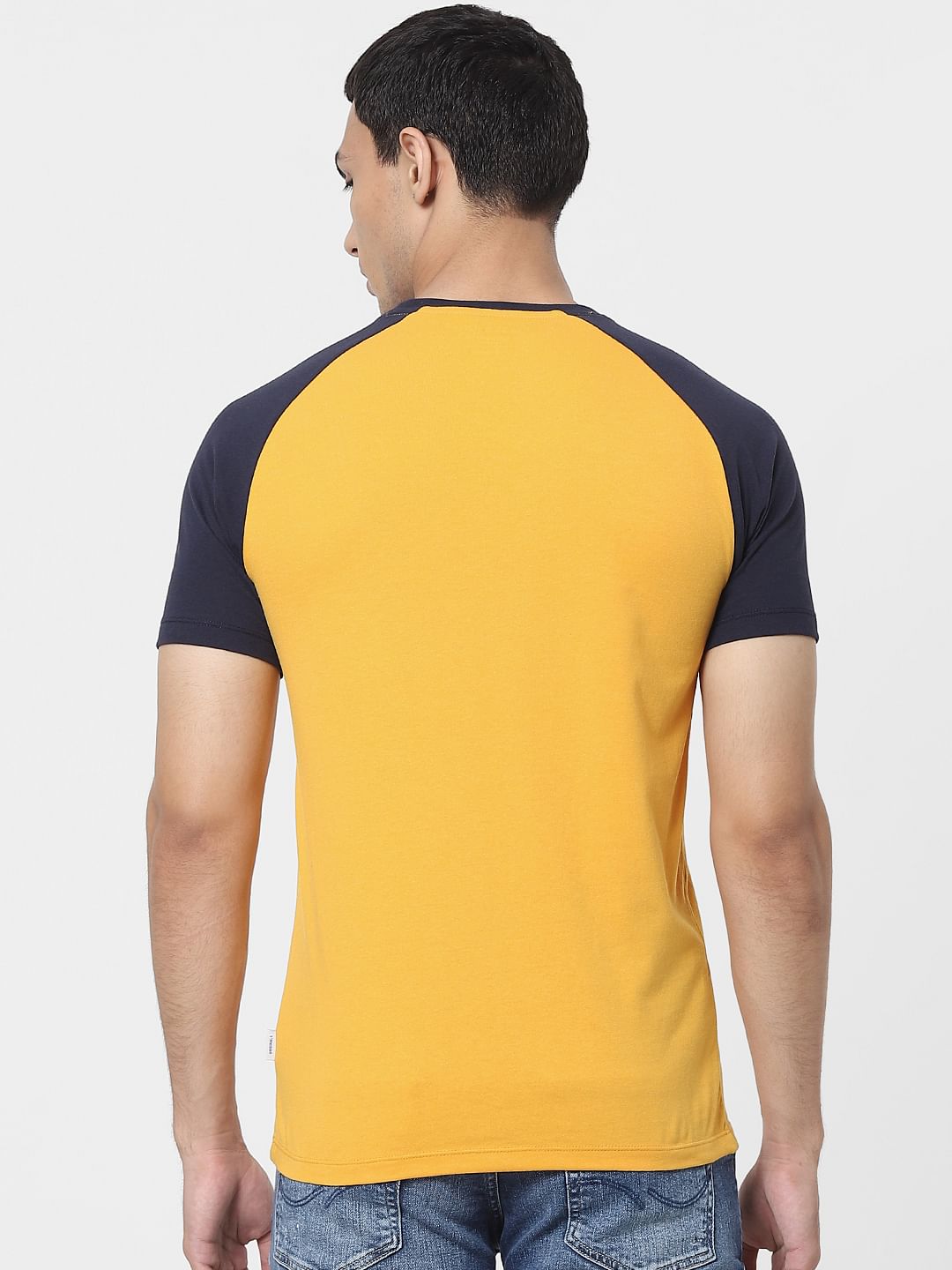 Yellow Logo Print Crew Neck T-shirt