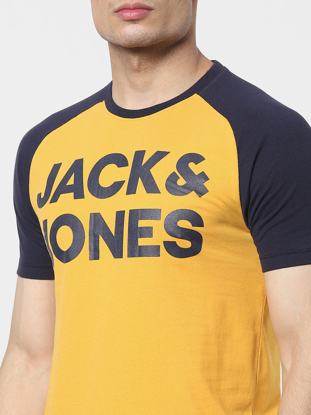 Yellow Logo Print Crew Neck T-shirt