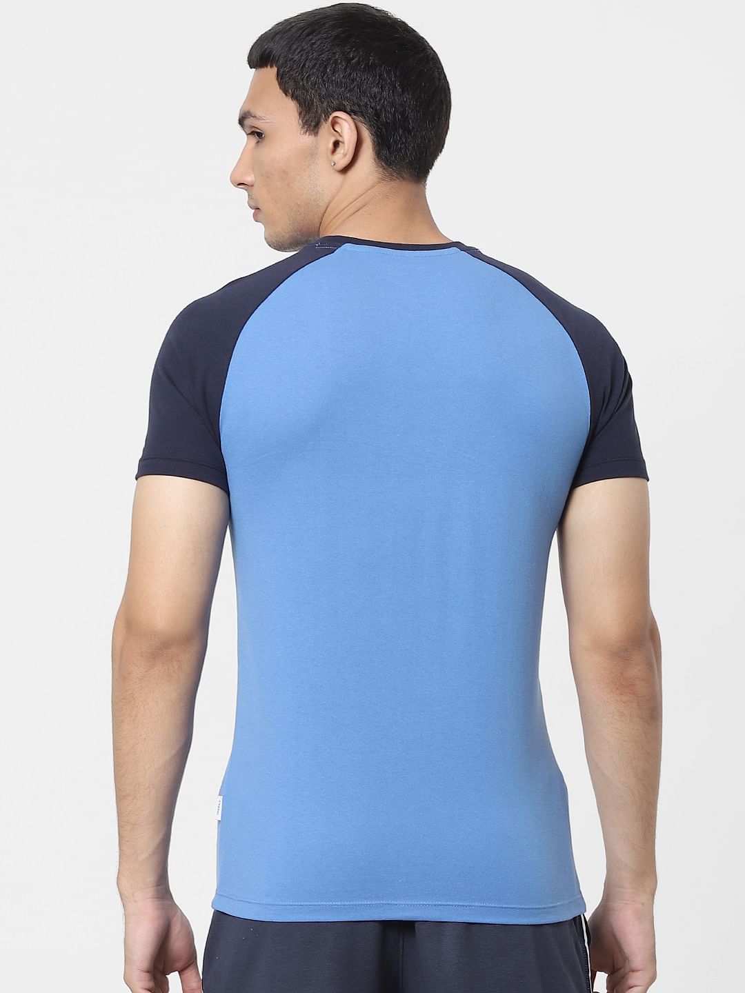 Blue Logo Print Crew Neck T-shirt
