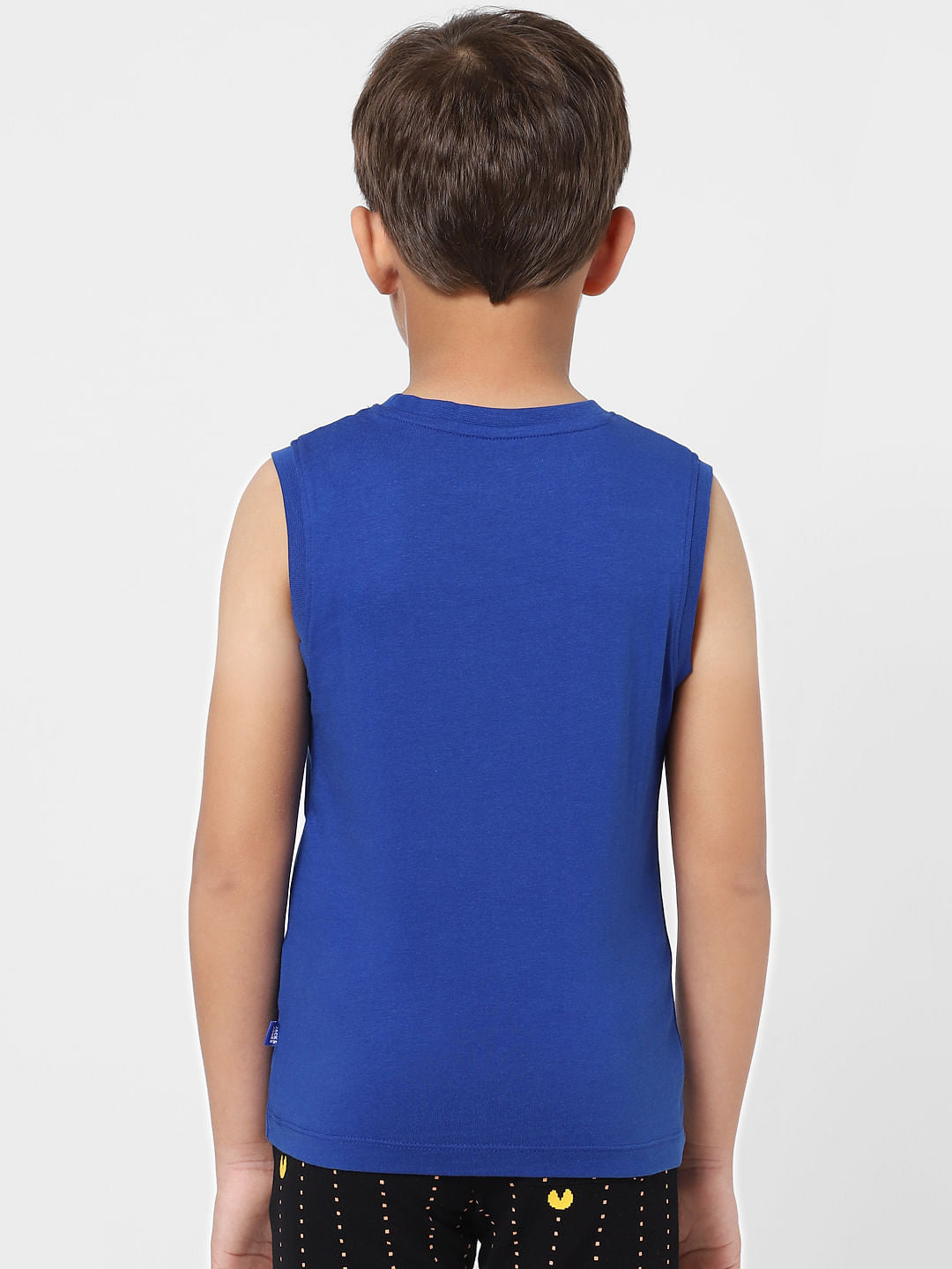 Boys Blue Graphic Print Sleeveless T-shirt