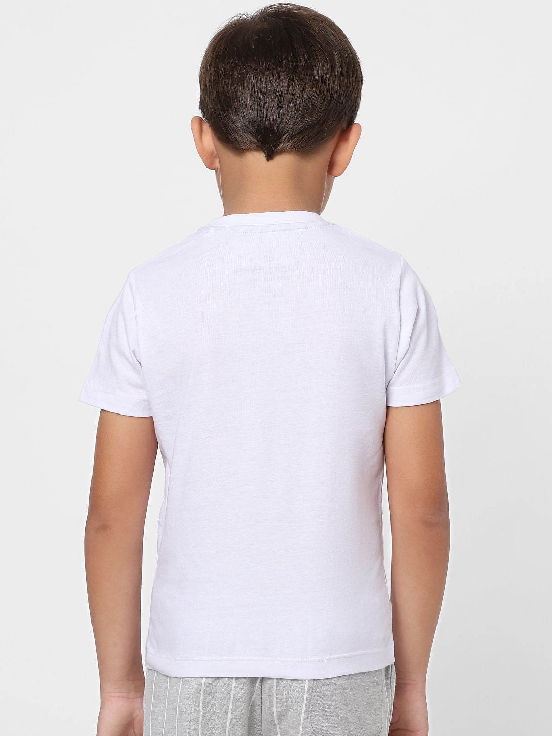 Boys White Graphic Print Crew Neck T-shirt