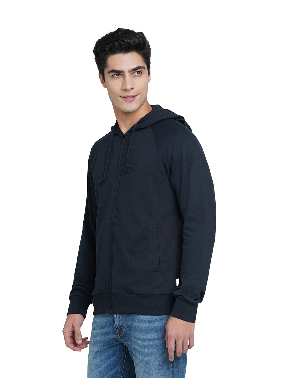Dark Navy Zip-Up Hooded Jacket