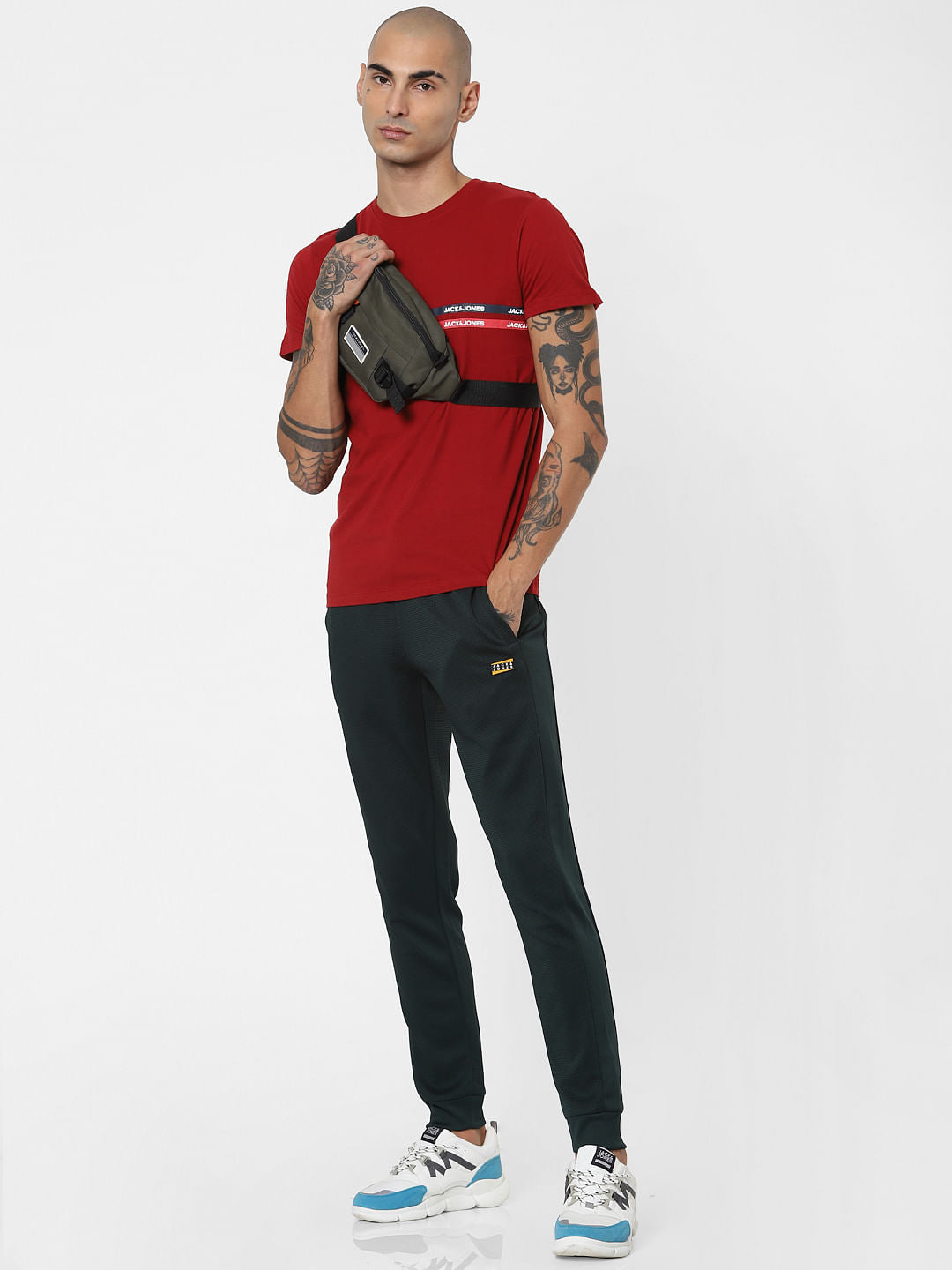 Green Mid Rise Textured Sweatpants