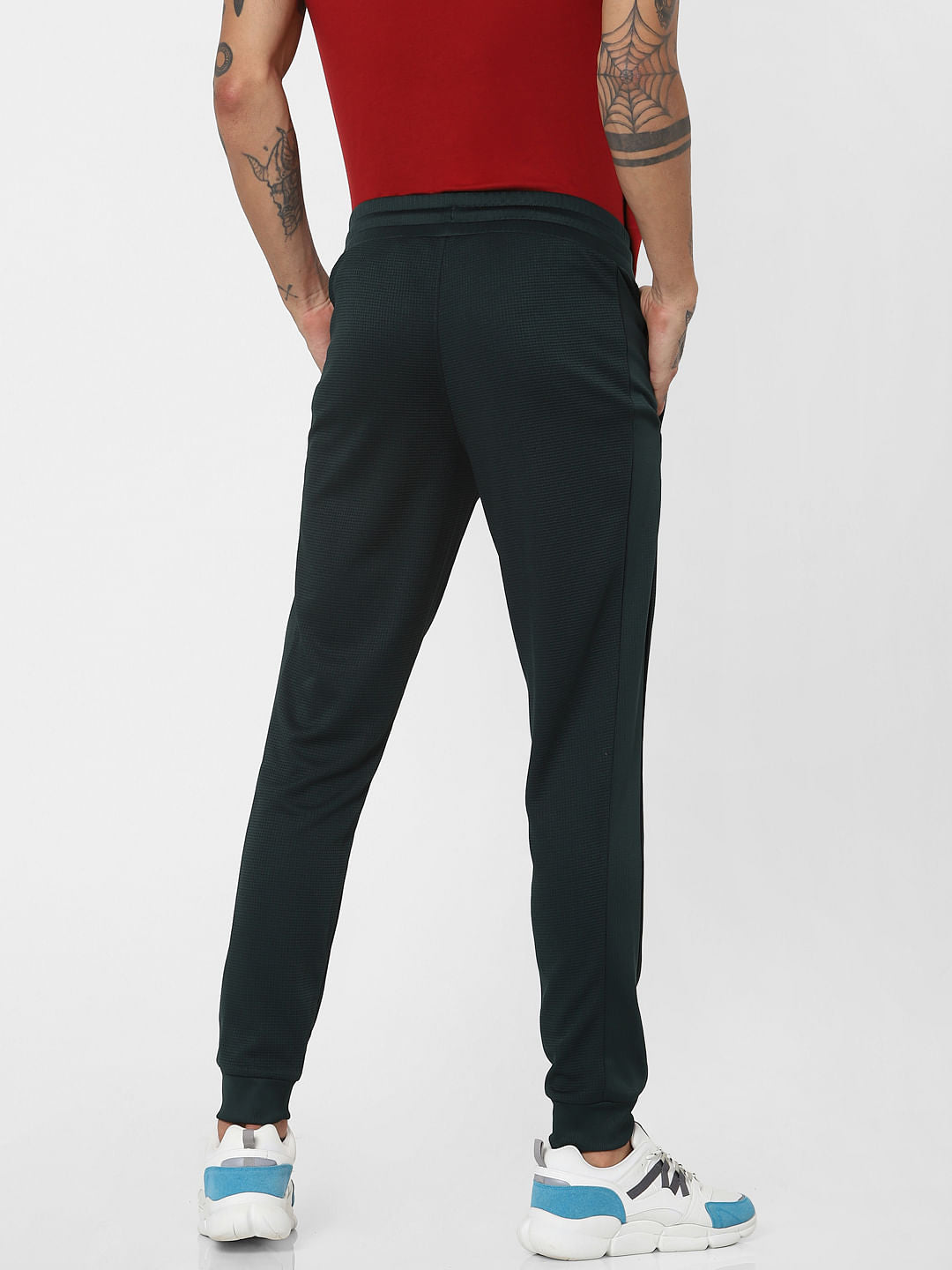 Green Mid Rise Textured Sweatpants