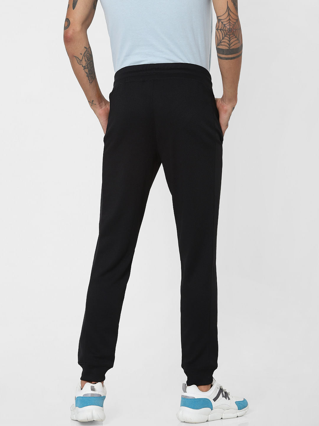 Black Mid Rise Textured Sweatpants