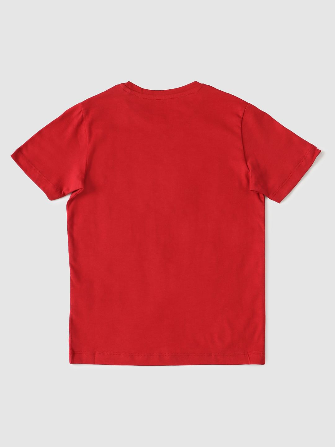 Boys Red Logo Print Crew Neck T-shirt
