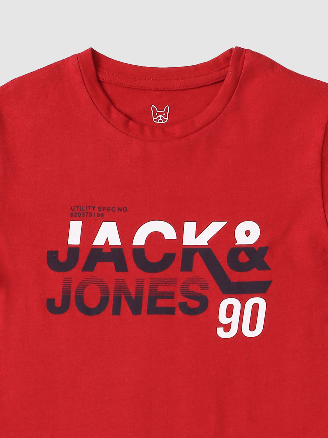 Boys Red Logo Print Crew Neck T-shirt
