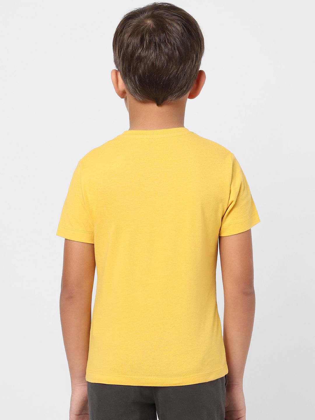 Boys Yellow Graphic Print Crew Neck T-shirt