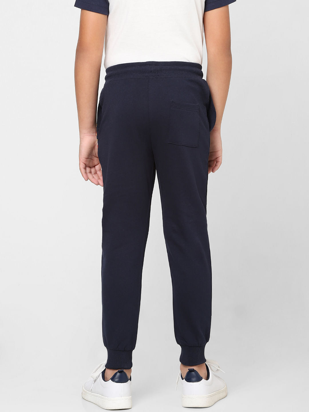 Boys Blue Low Rise Logo Print Sweatpants