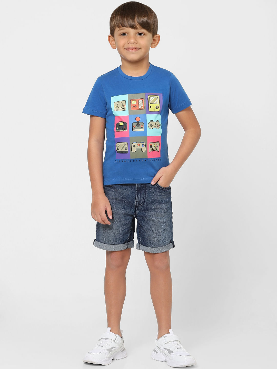 Boys Blue Graphic Print Crew Neck T-shirt