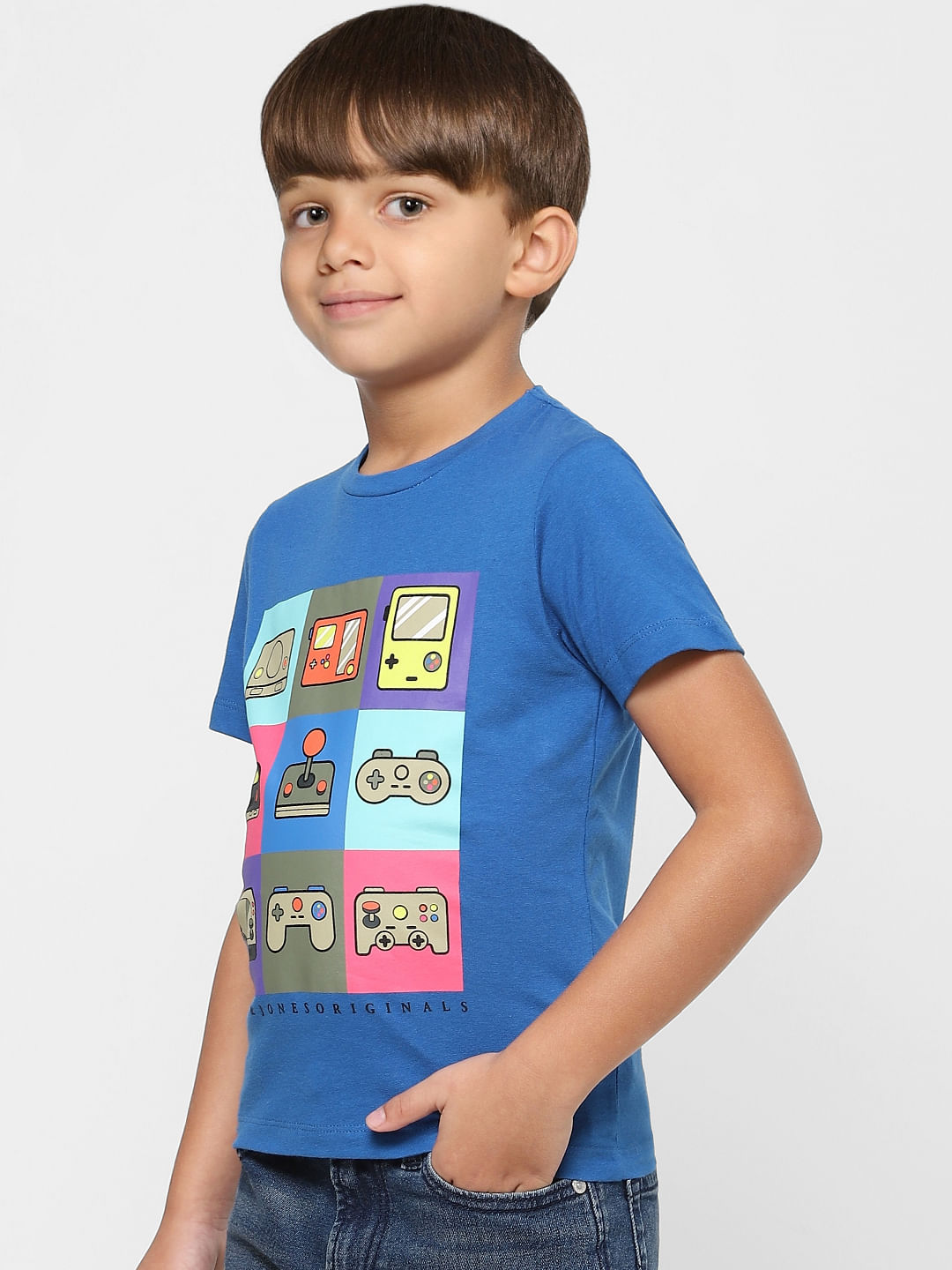 Boys Blue Graphic Print Crew Neck T-shirt