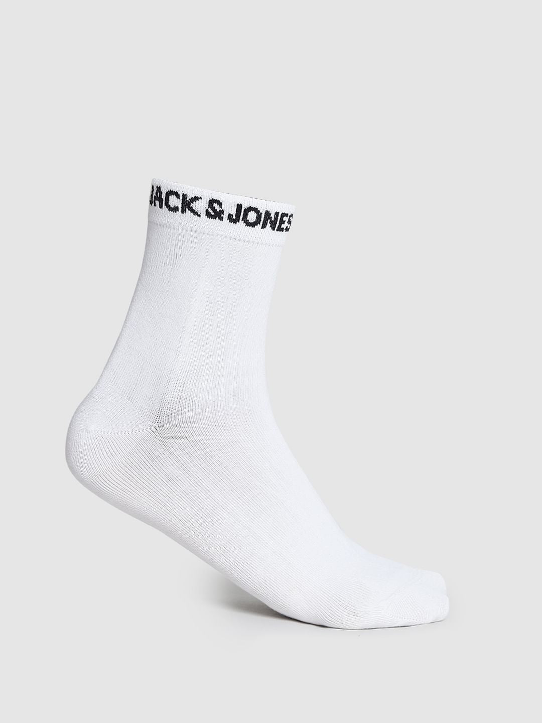 Pack Of 3 Solid Mid-Length Socks - White, Black & Grey