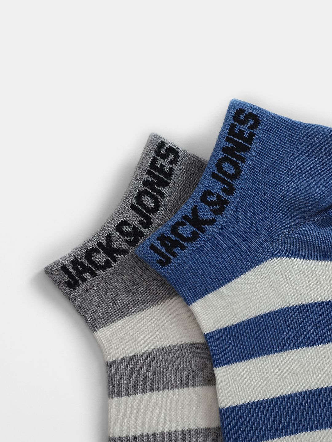 Pack Of 2 Striped Ankle Length Socks - Blue & Grey