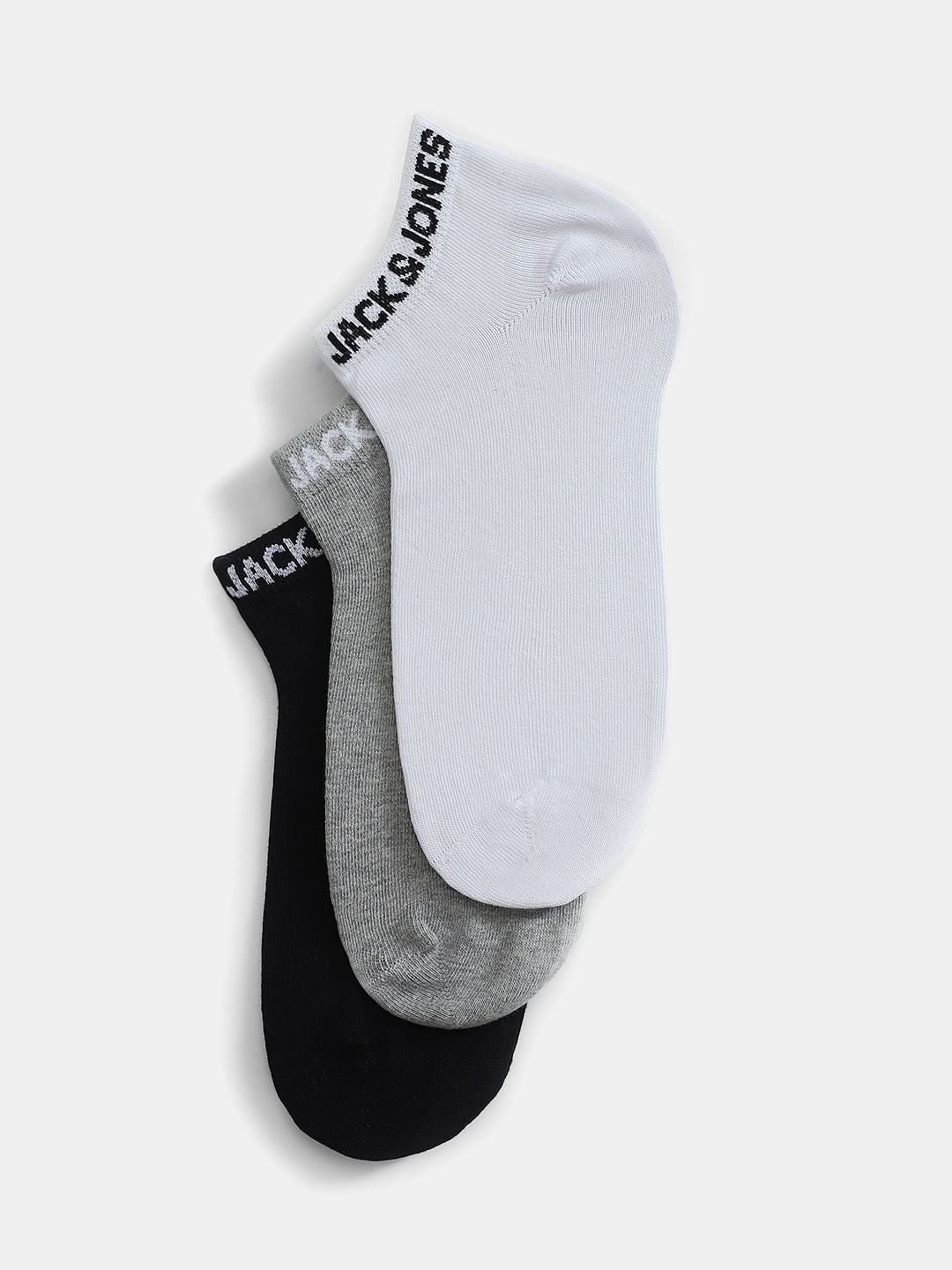 Pack of 3 Ankle Length Socks - Black, Grey & White