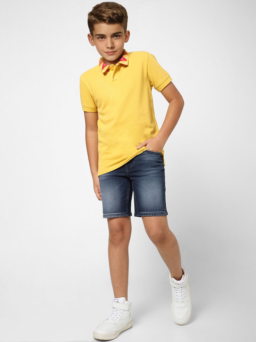 Boys Yellow Polo Neck T-shirt