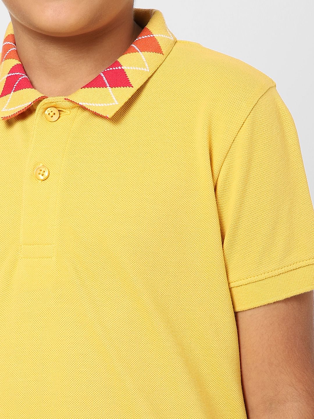 Boys Yellow Polo Neck T-shirt