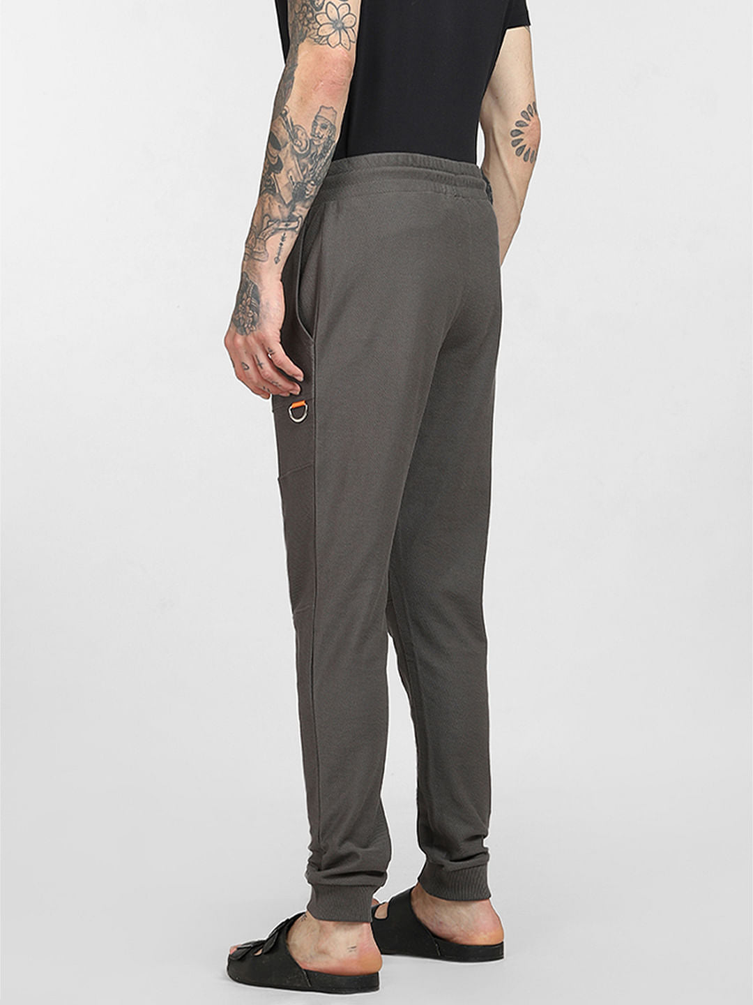 Dark Grey Mid Rise Twill Sweatpants