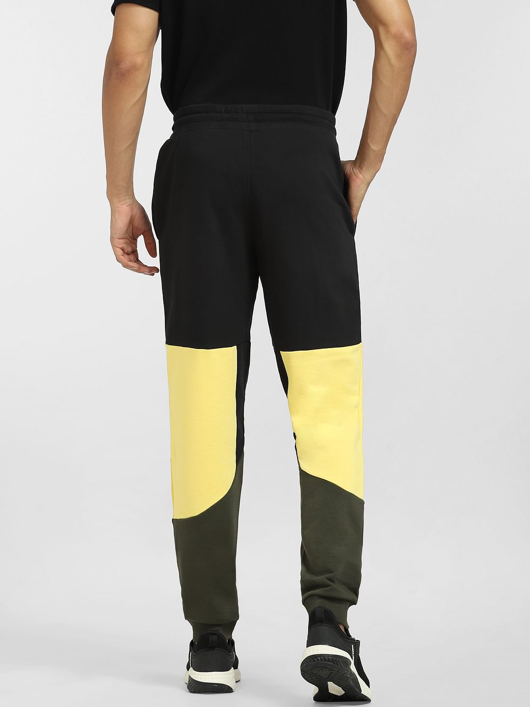 Black Mid Rise Colourblocked Sweatpants