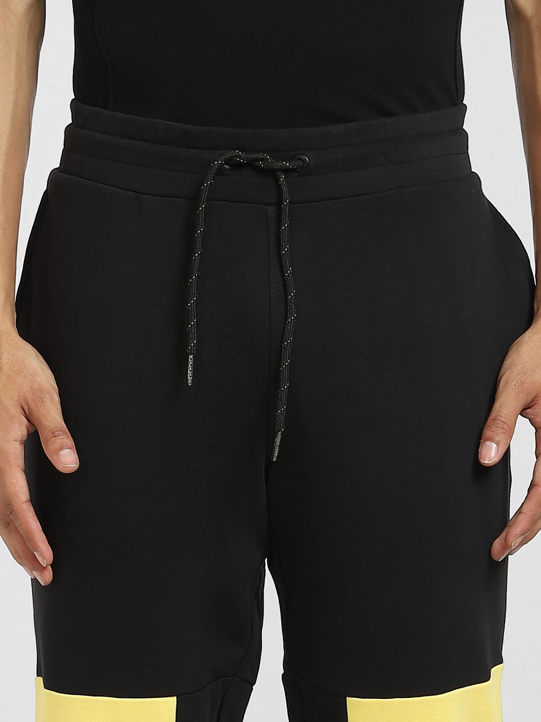 Black Mid Rise Colourblocked Sweatpants
