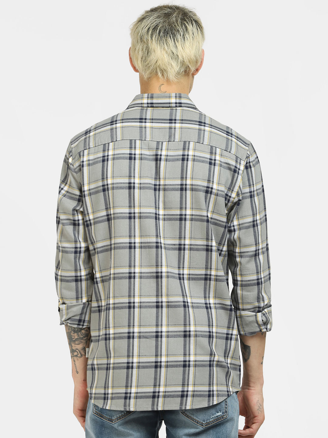 Grey Check Full Sleeves Shirt