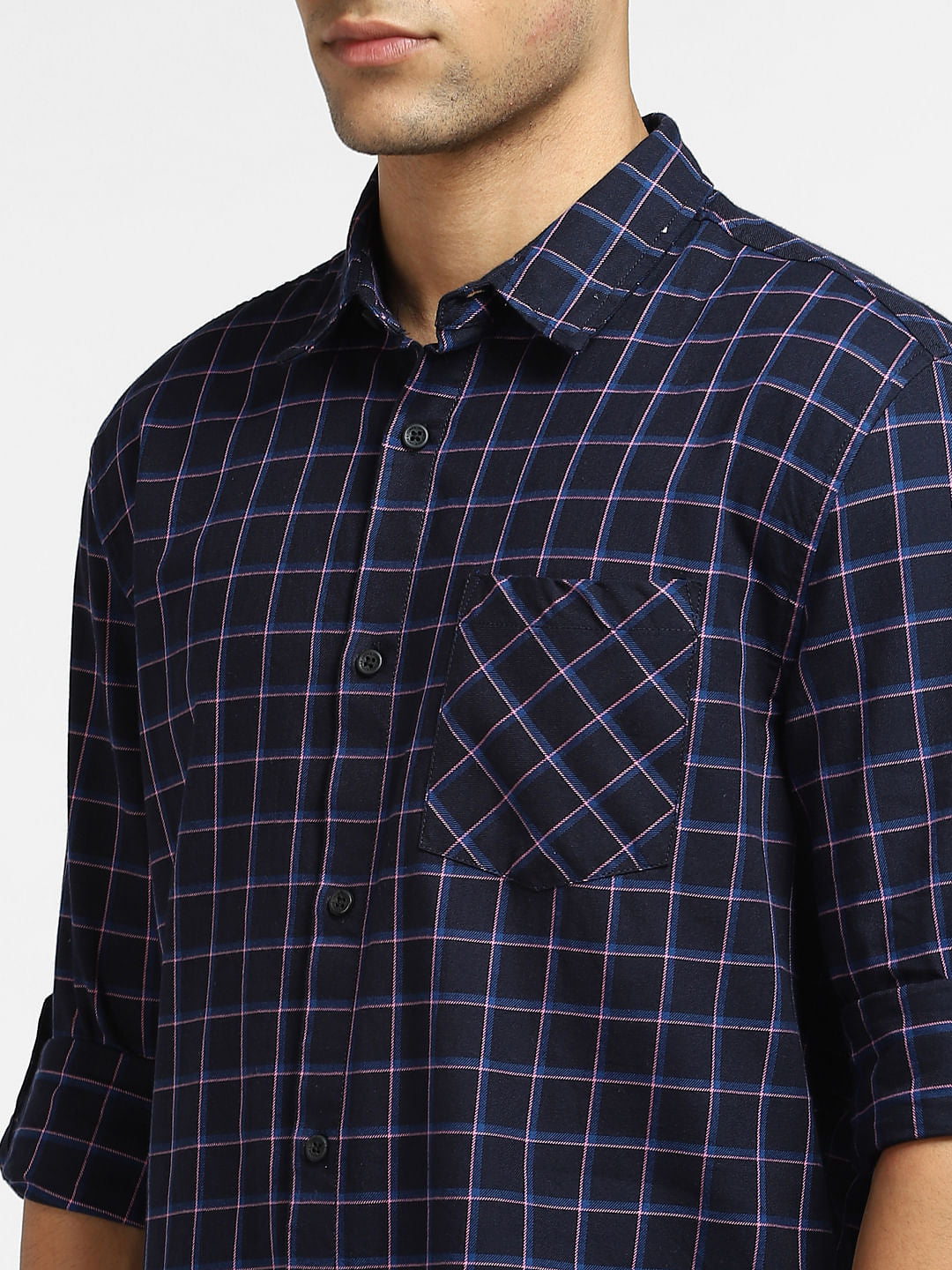 Blue Check Print Full Sleeves Shirt