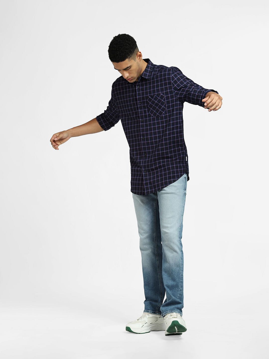 Blue Check Print Full Sleeves Shirt