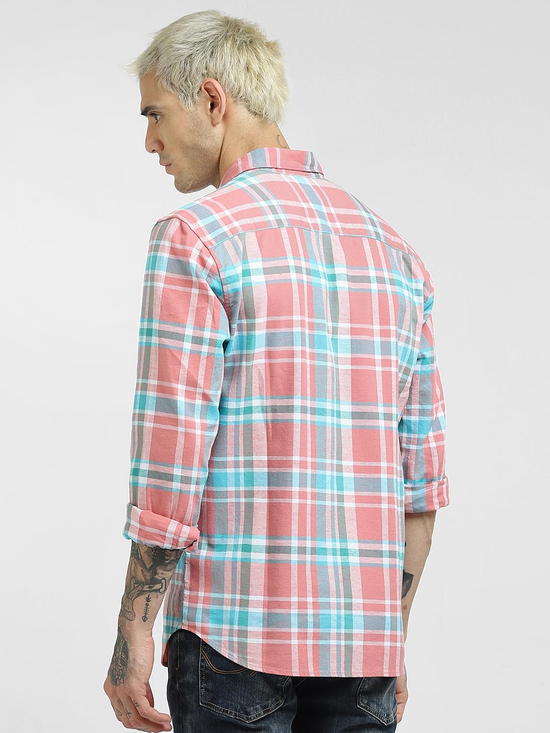 Pink Checked Full Sleeves Shirt