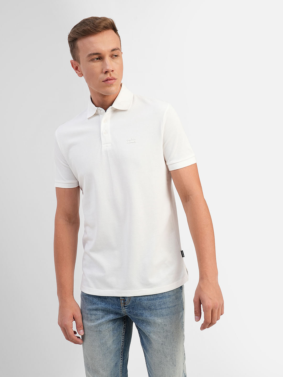 White Knitted Polo T-shirt
