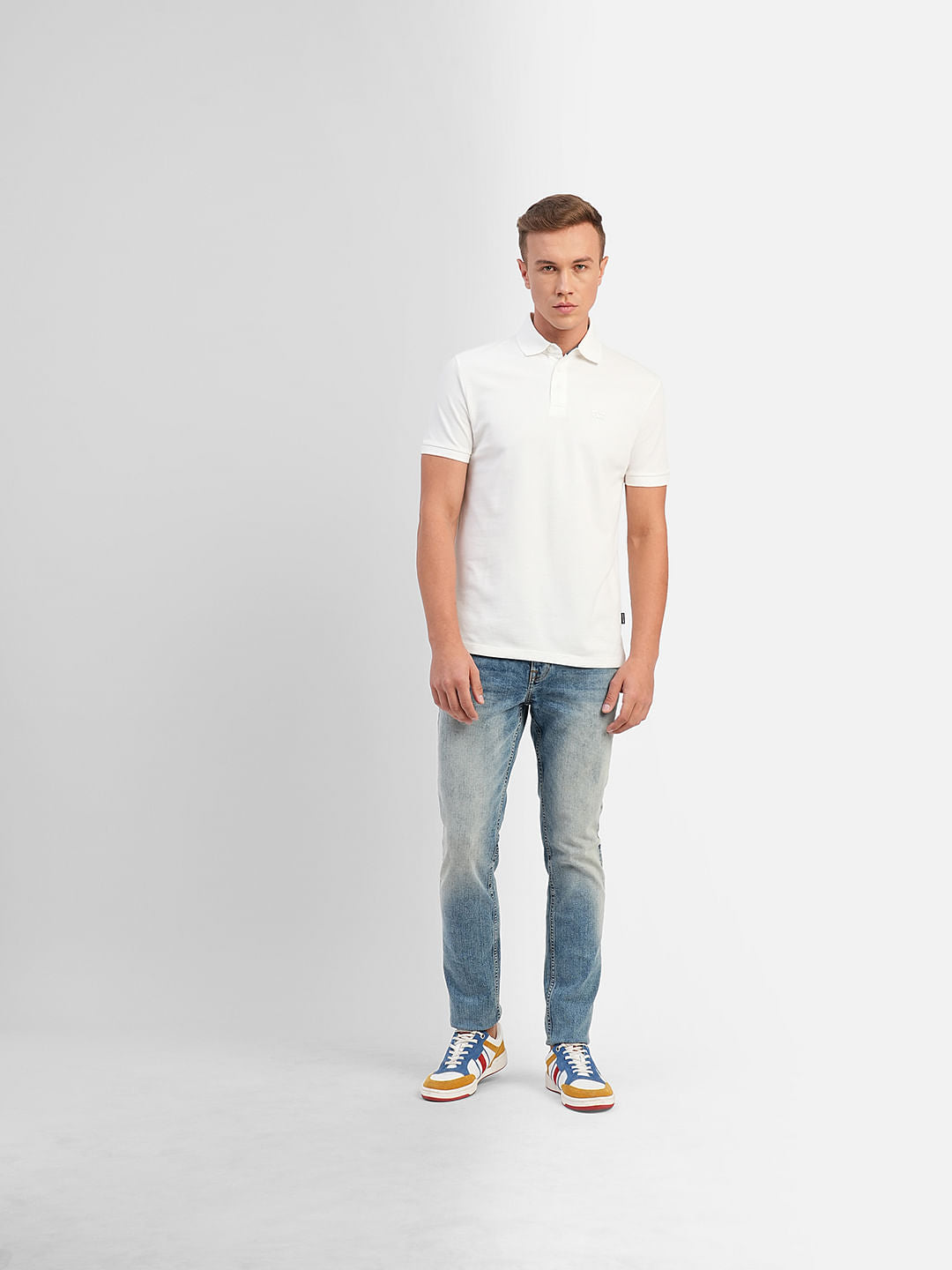 White Knitted Polo T-shirt