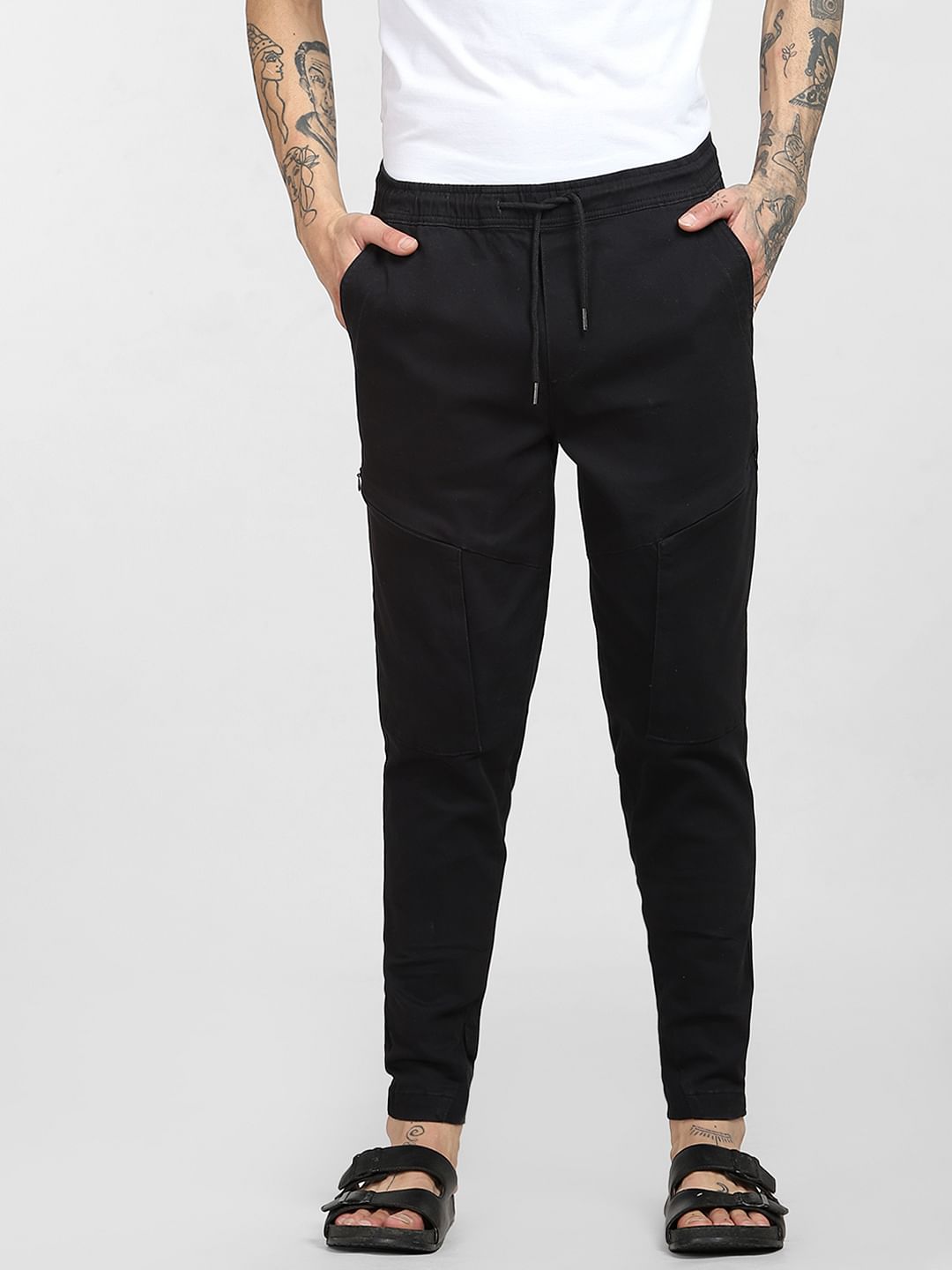 6 Pocket Slim Fit Cargos - Black
