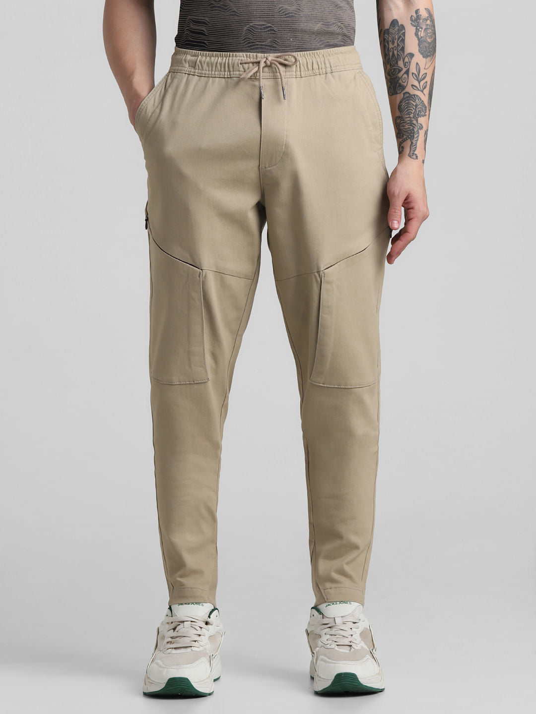 Khaki Slim Fit 6 Pocket Cargos