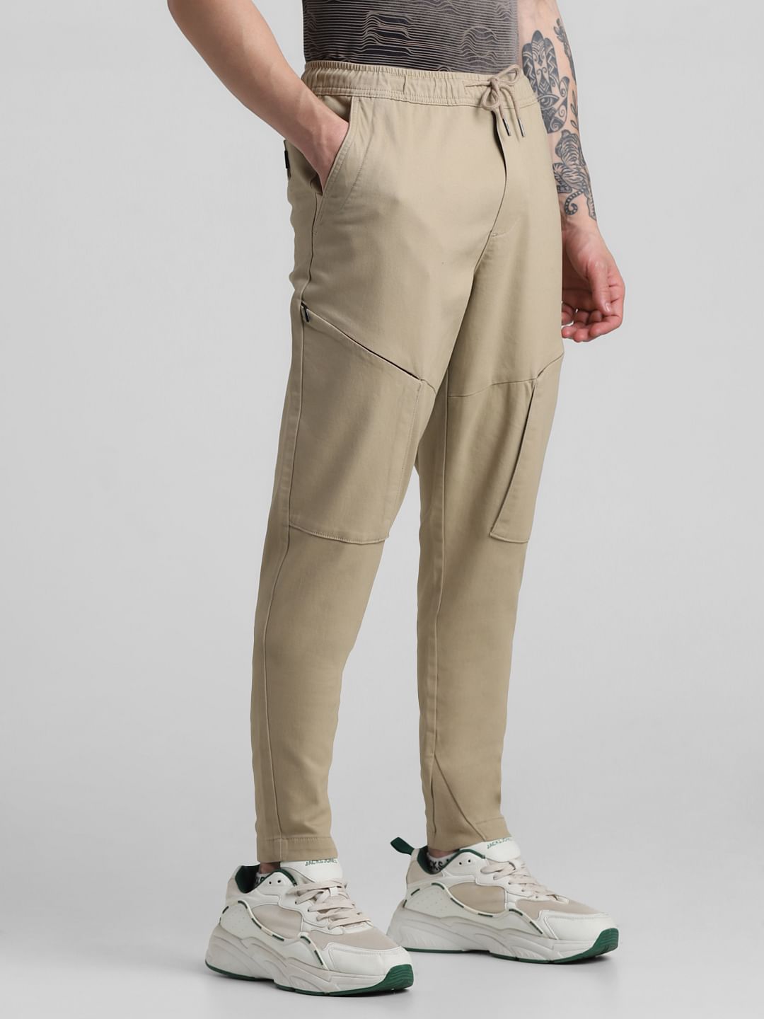 Khaki Slim Fit 6 Pocket Cargos