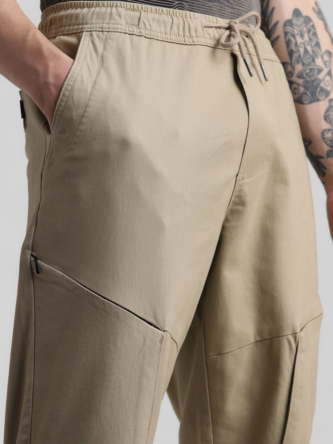 Khaki Slim Fit 6 Pocket Cargos