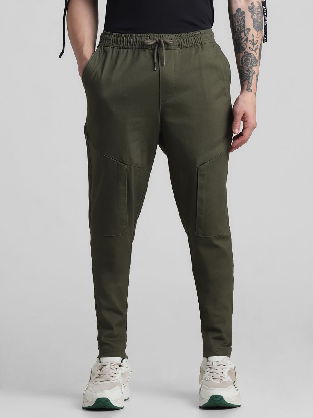 Olive Slim Fit 6 Pocket Cargos