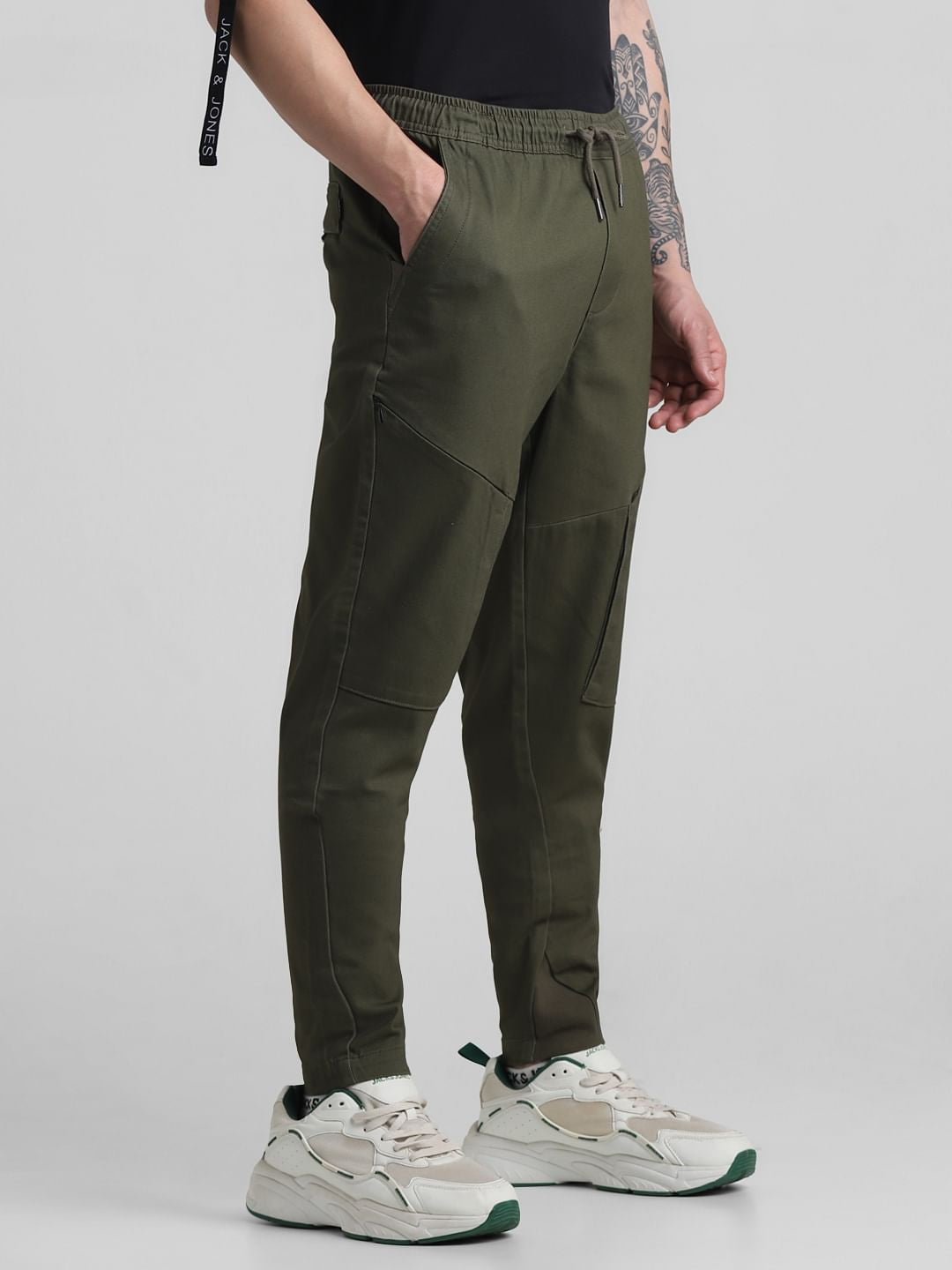 Olive Slim Fit 6 Pocket Cargos