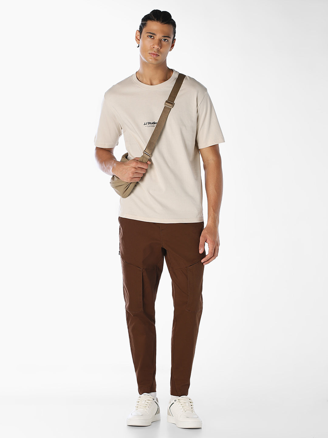Black Solid Slim Fit cargo