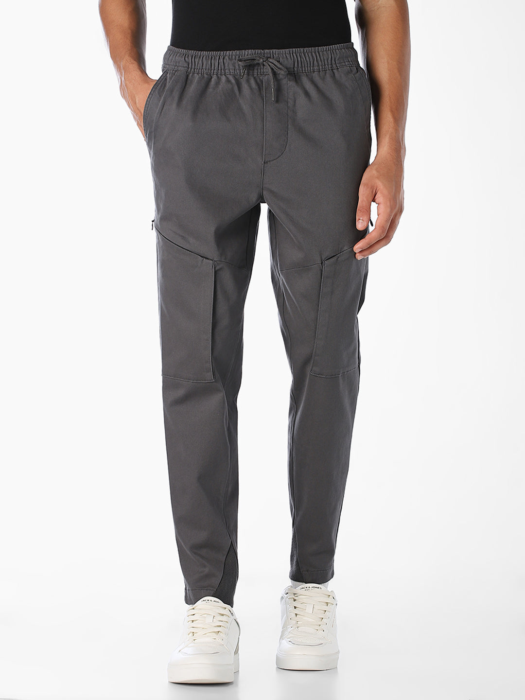 Brown Solid Slim Fit cargo