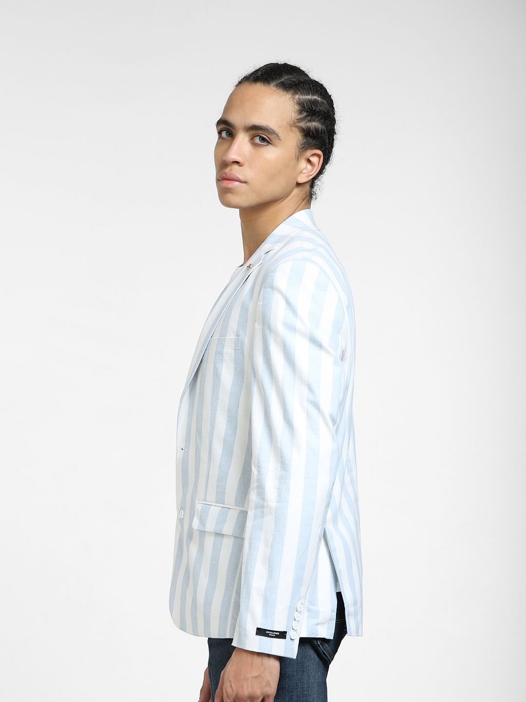 Blue Striped Linen Blazer