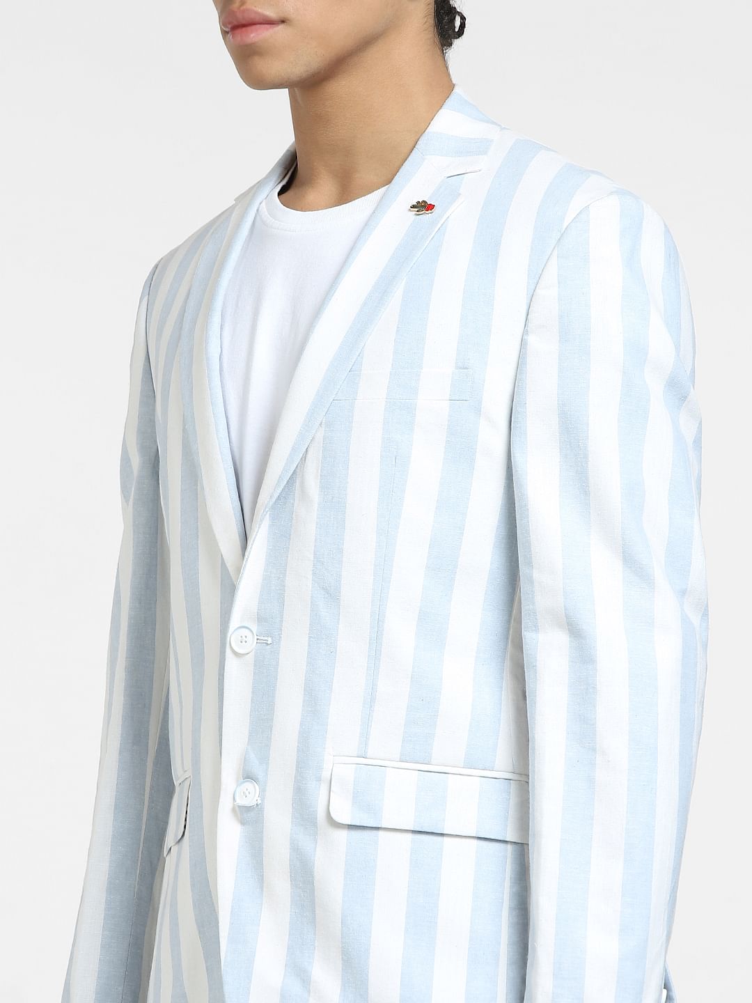 Blue Striped Linen Blazer
