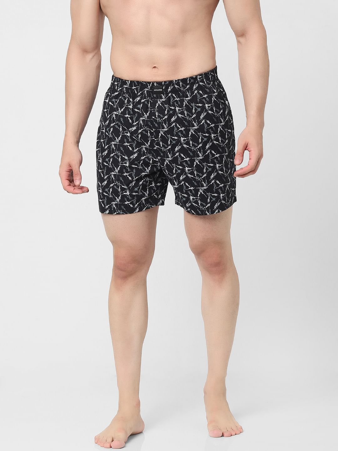 Black Abstract Print Boxers
