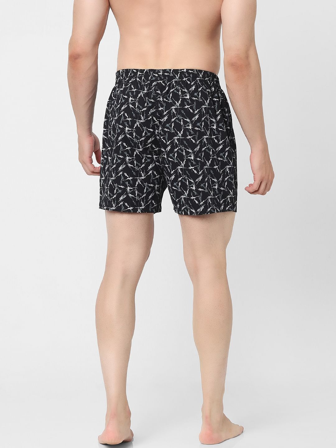 Black Abstract Print Boxers