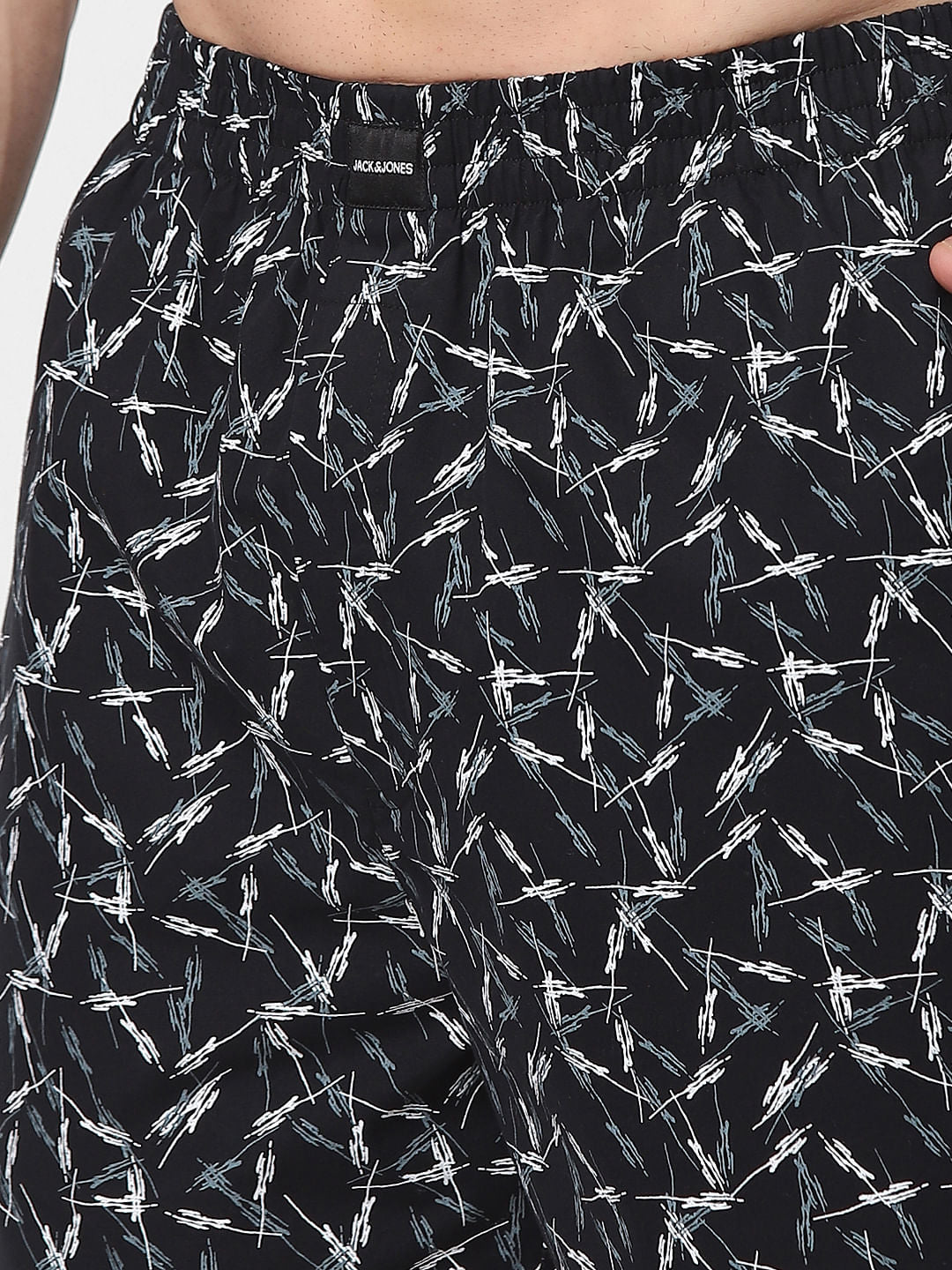 Black Abstract Print Boxers