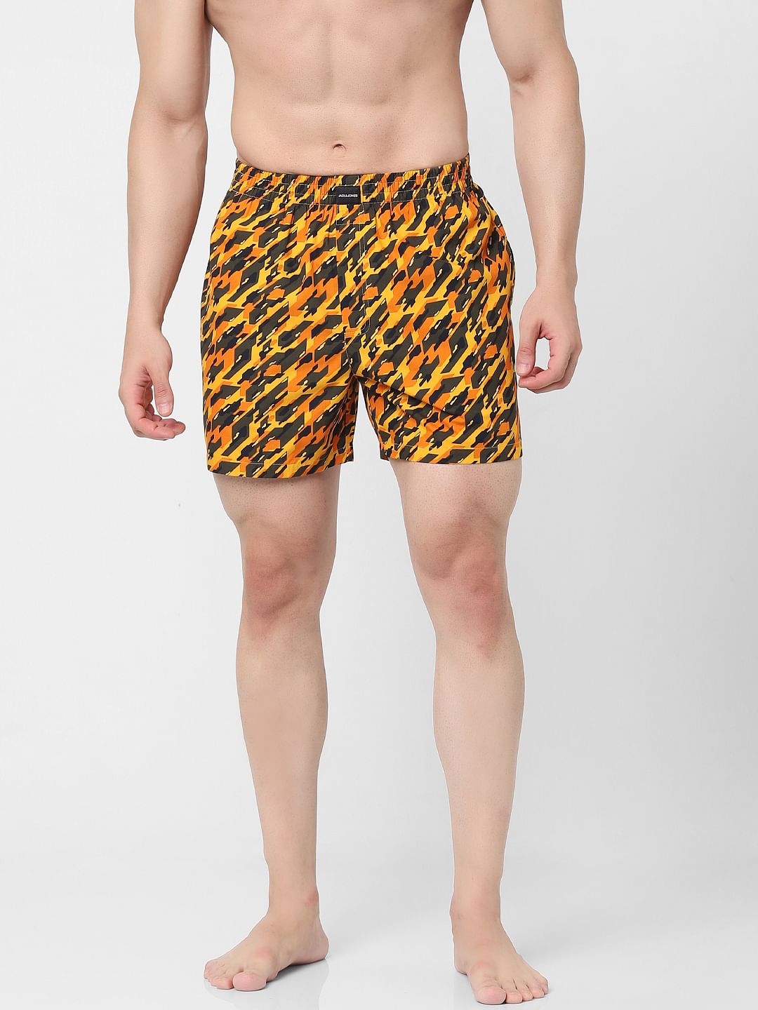 Orange Graphic Print Boxers