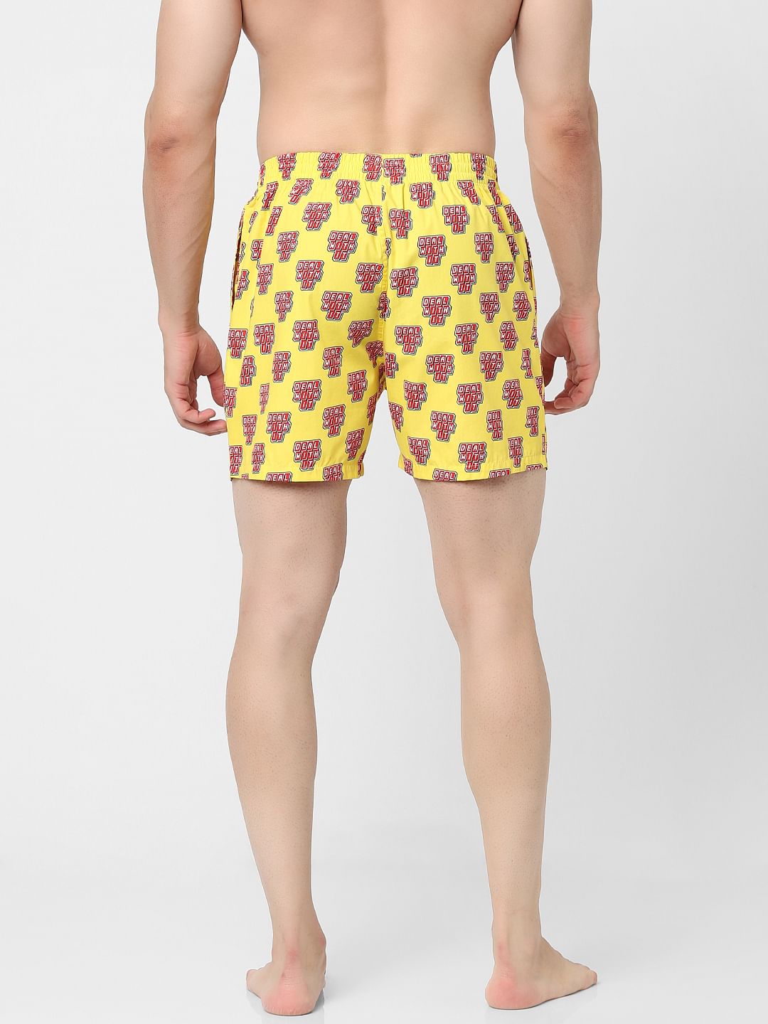 Yellow Graphic Print Boxers