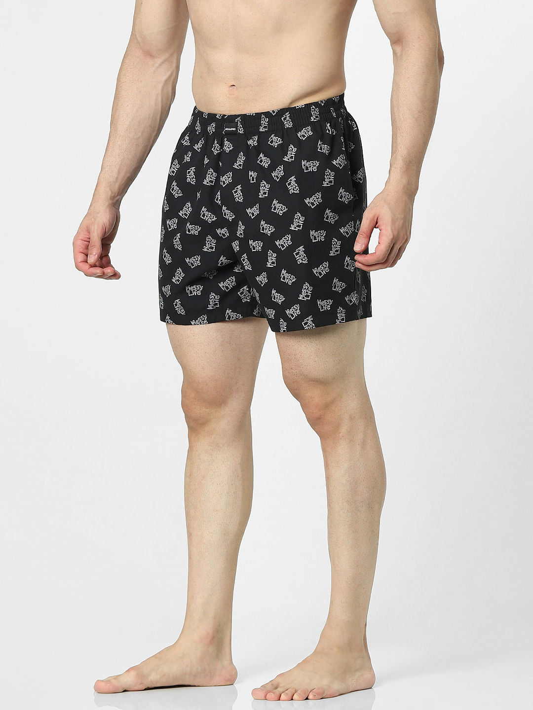 Black Text Print Boxers