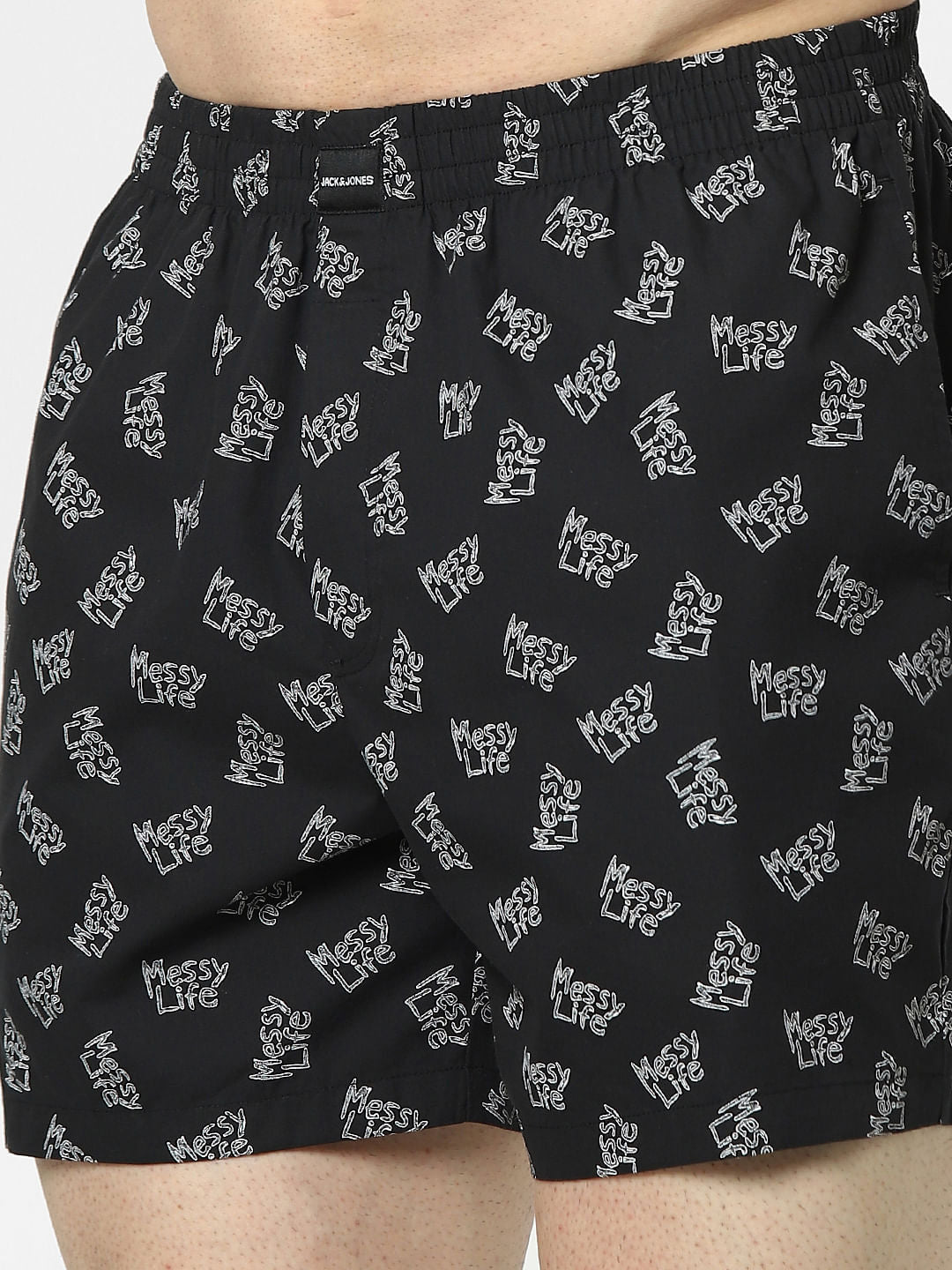 Black Text Print Boxers